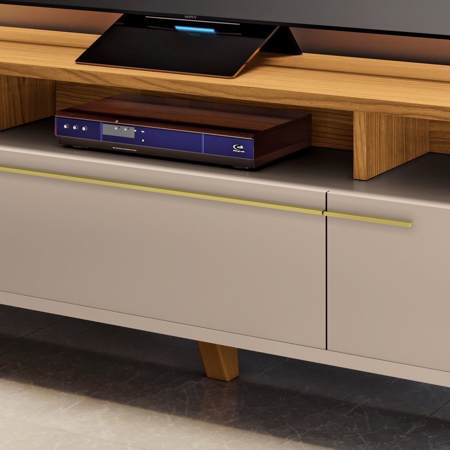 Mesa De Tv Glem 200X60X36 Natural, Off White