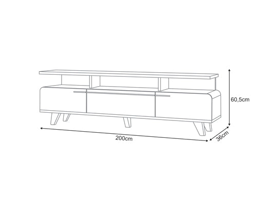 Mesa De Tv Glem 200X60X36 Natural, Off White