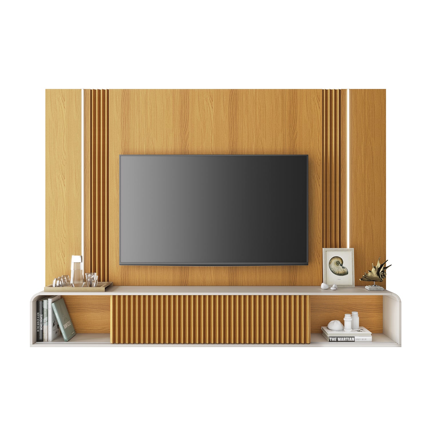 Panel De Tv Hans 220X164X29 Natural, Off White