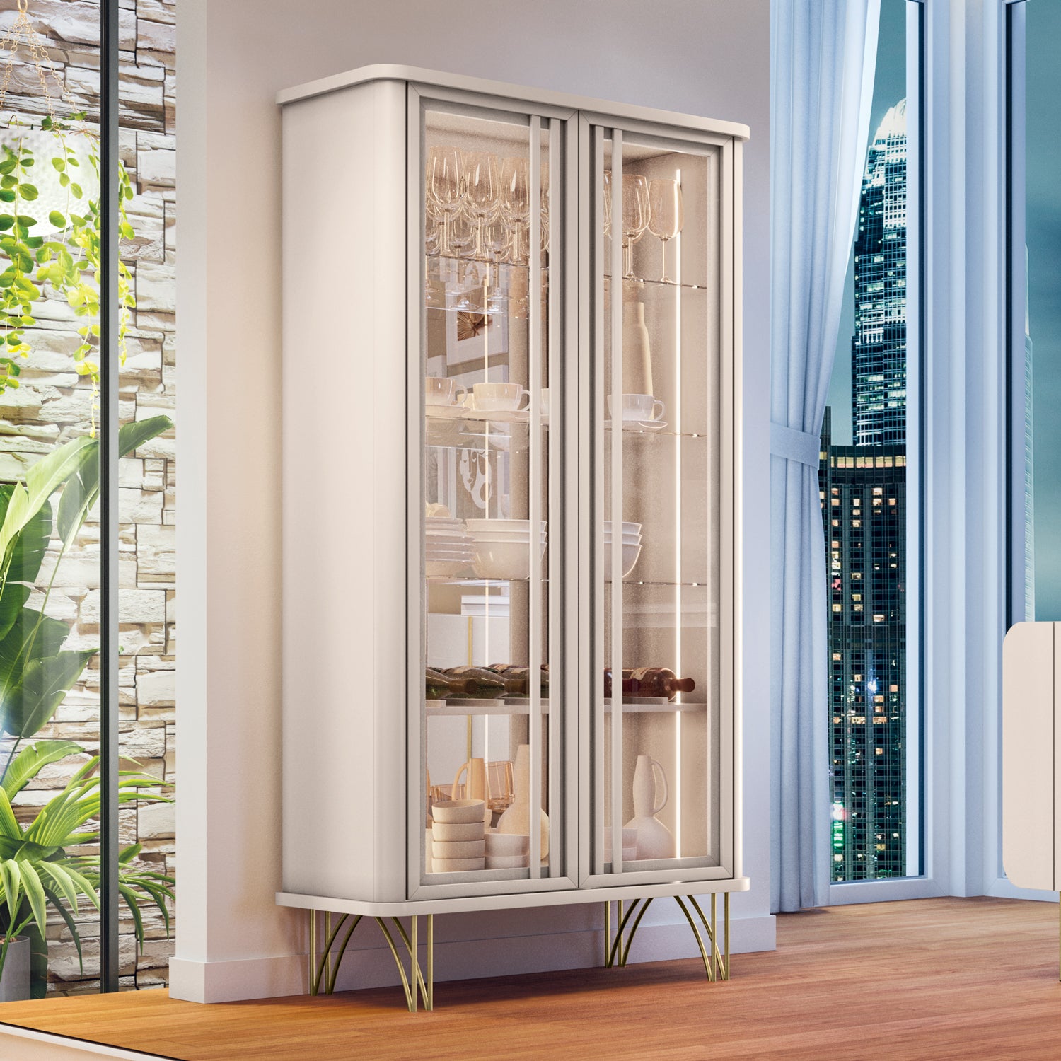 Vitrina Lina 90X180X42 Off White