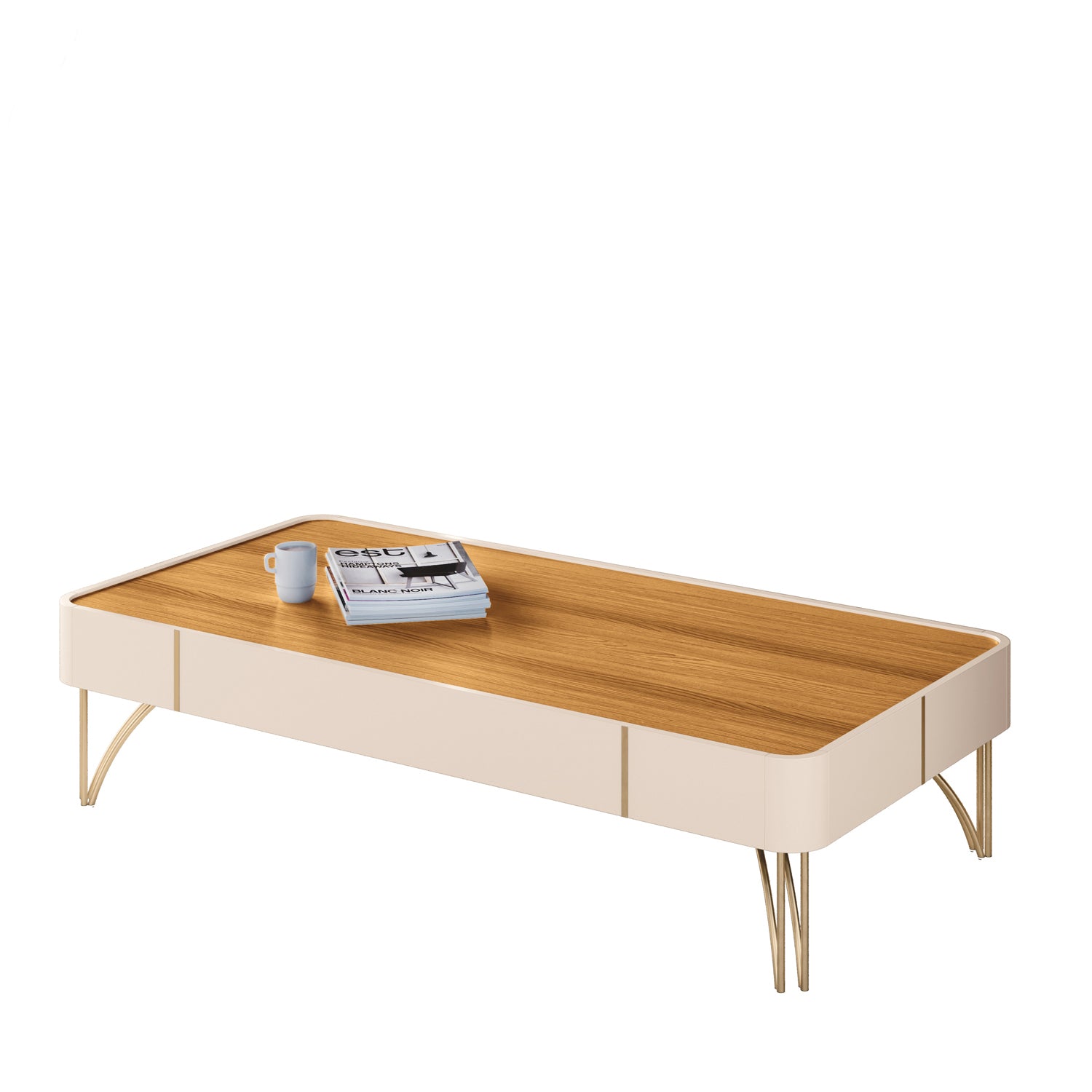 Mesa Centro Lina 132X31X66 Off White, Natural