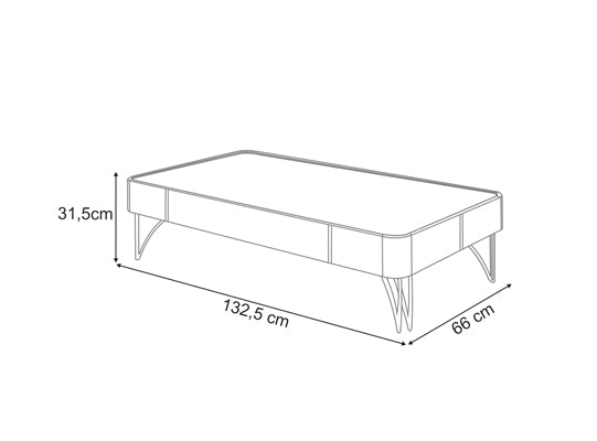 Mesa Centro Lina 132X31X66 Off White, Natural