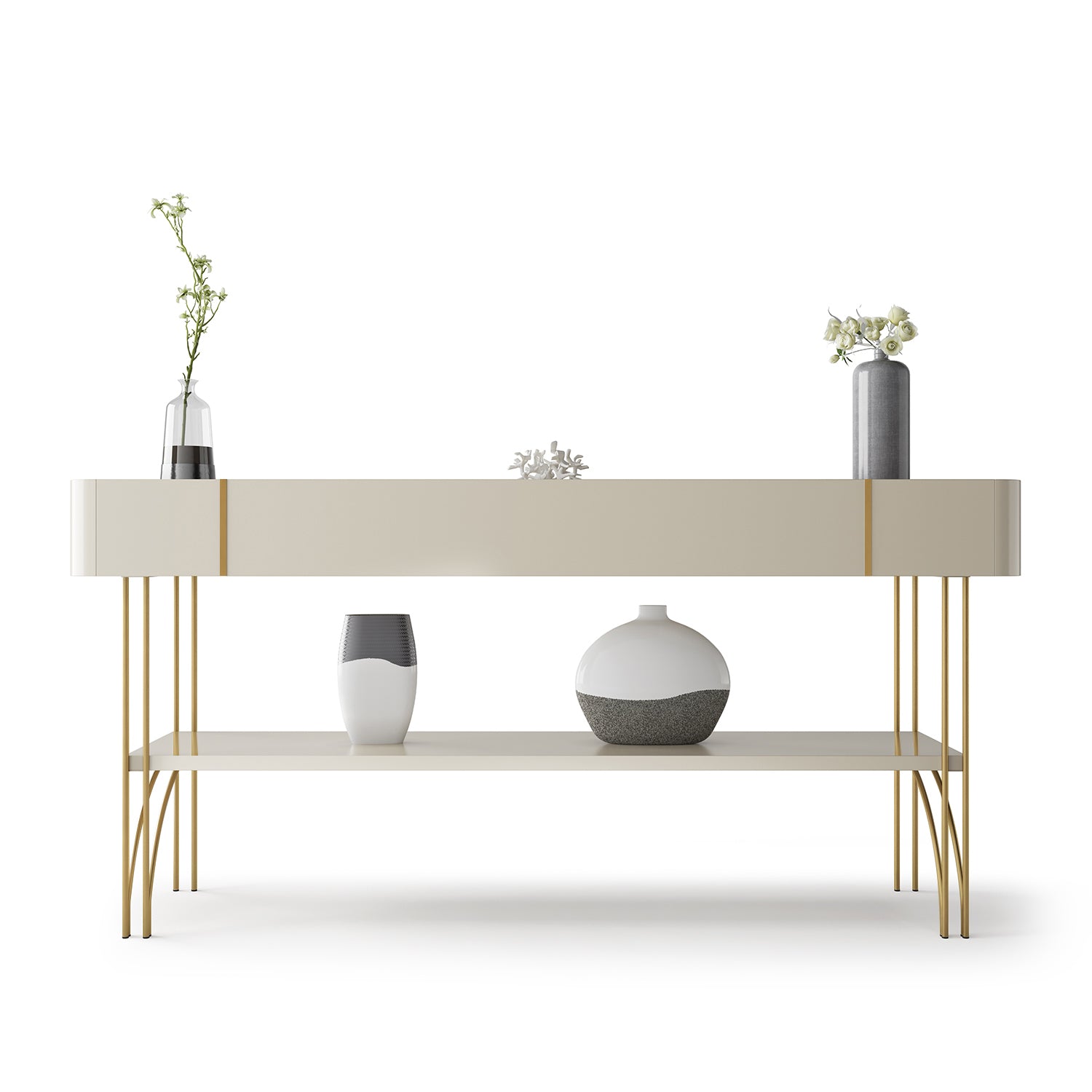 Consola Lina 160X76X36 Off White, Natural