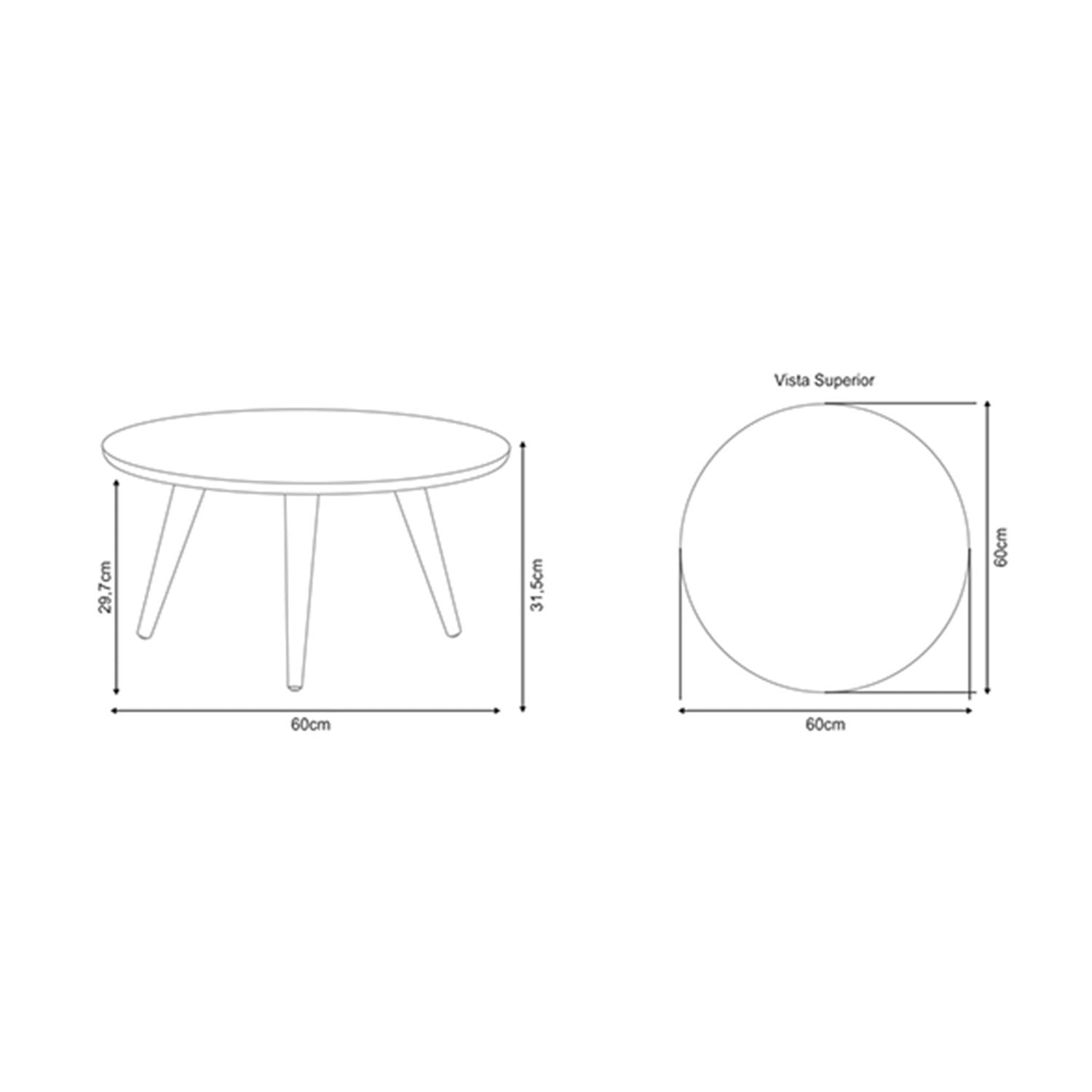Mesa Centro Lira 60X31X60 Off White, Natural