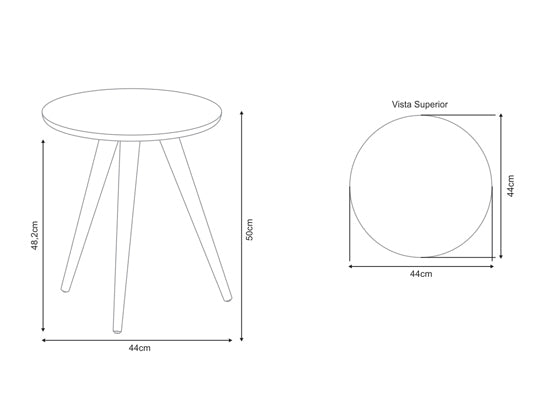 Mesa Auxiliar Lira 44X50X44 Off White, Natural