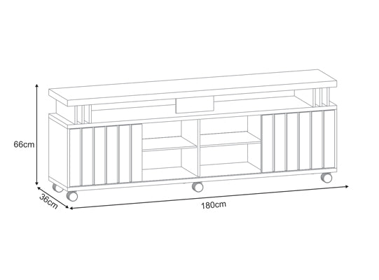 Mesa De Tv Vigo 180X66X36 Negro, Natural
