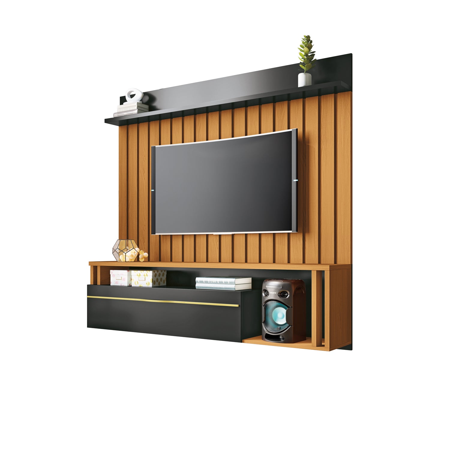 Panel De Tv Troy 160X155X34 Negro, Natural