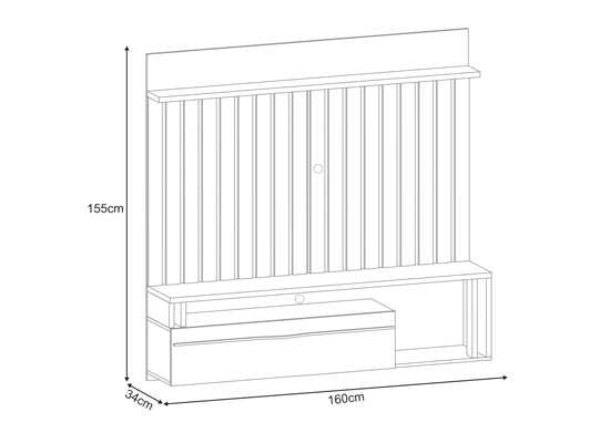 Panel De Tv Troy 160X155X34 Negro, Natural