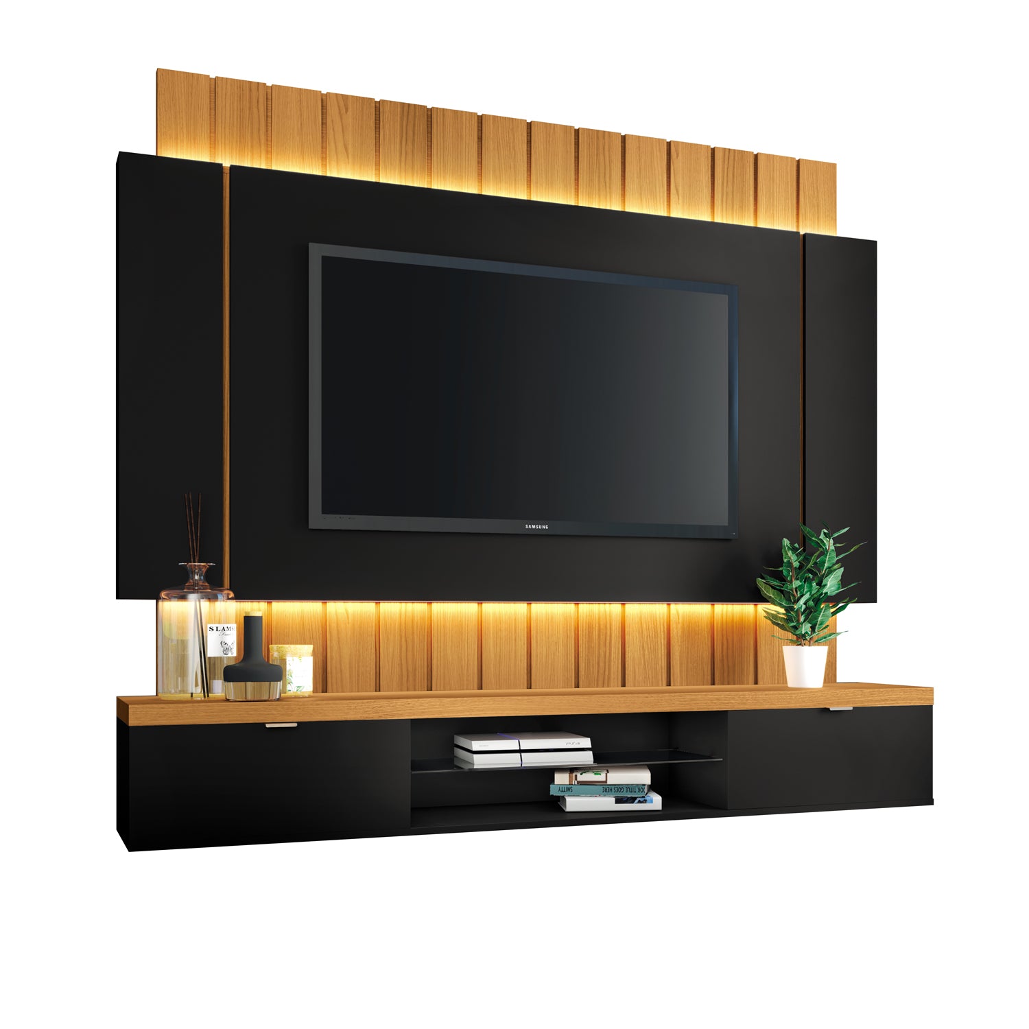 Panel De Tv Ringo 180X158X33 Negro, Natural