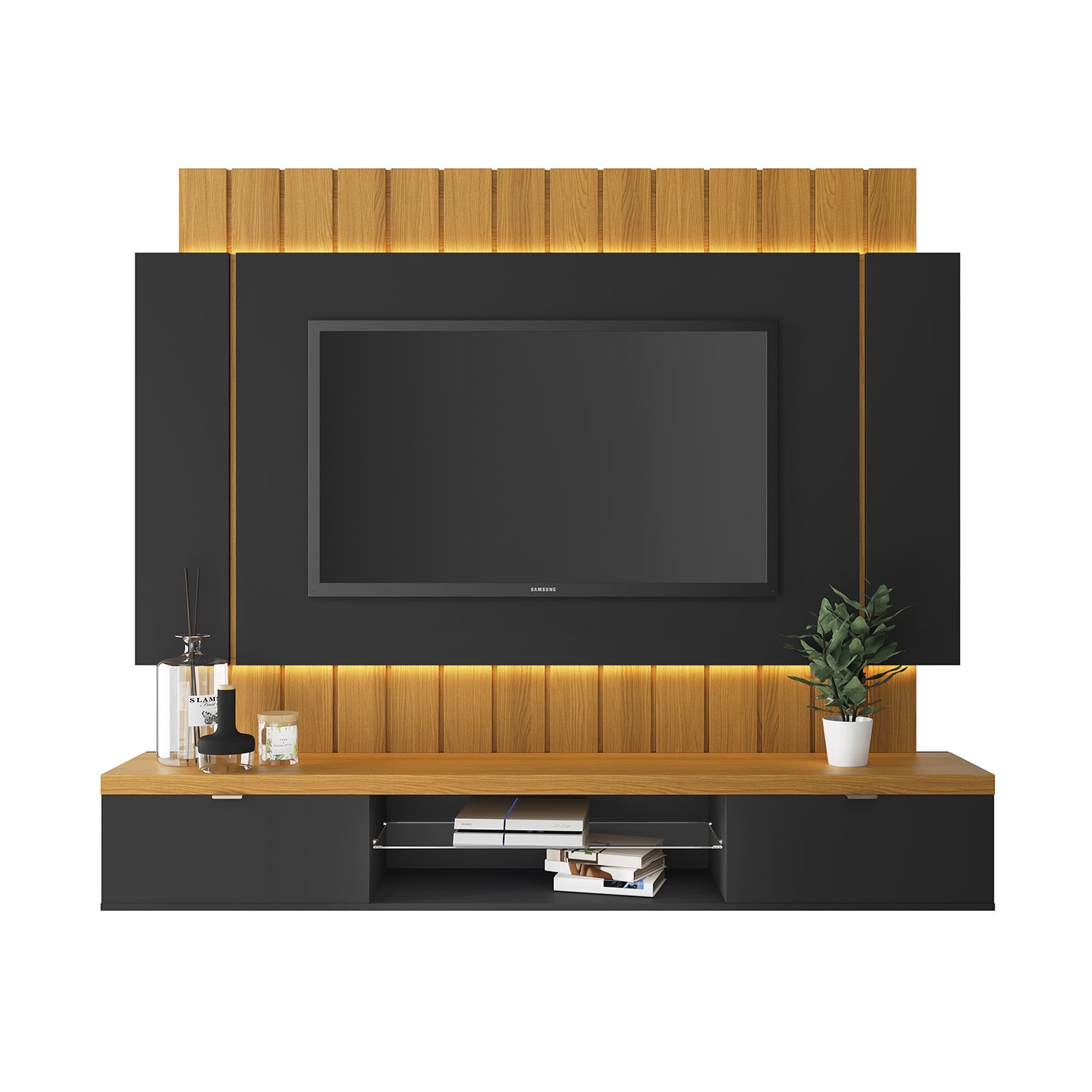 Panel De Tv Ringo 180X158X33 Negro, Natural