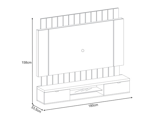 Panel De Tv Ringo 180X158X33 Negro, Natural