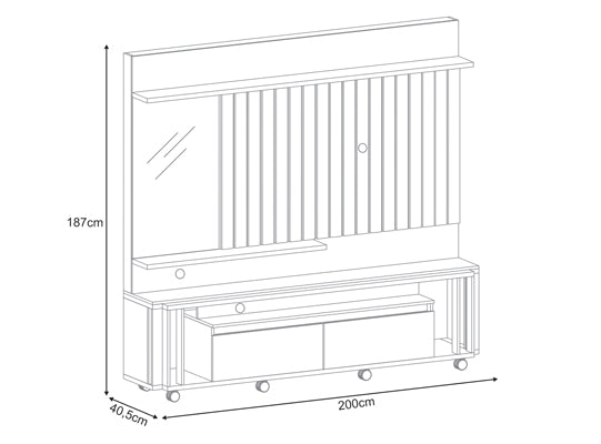 Centro De Entretenimiento Veles 200X187X40 Negro, Natural