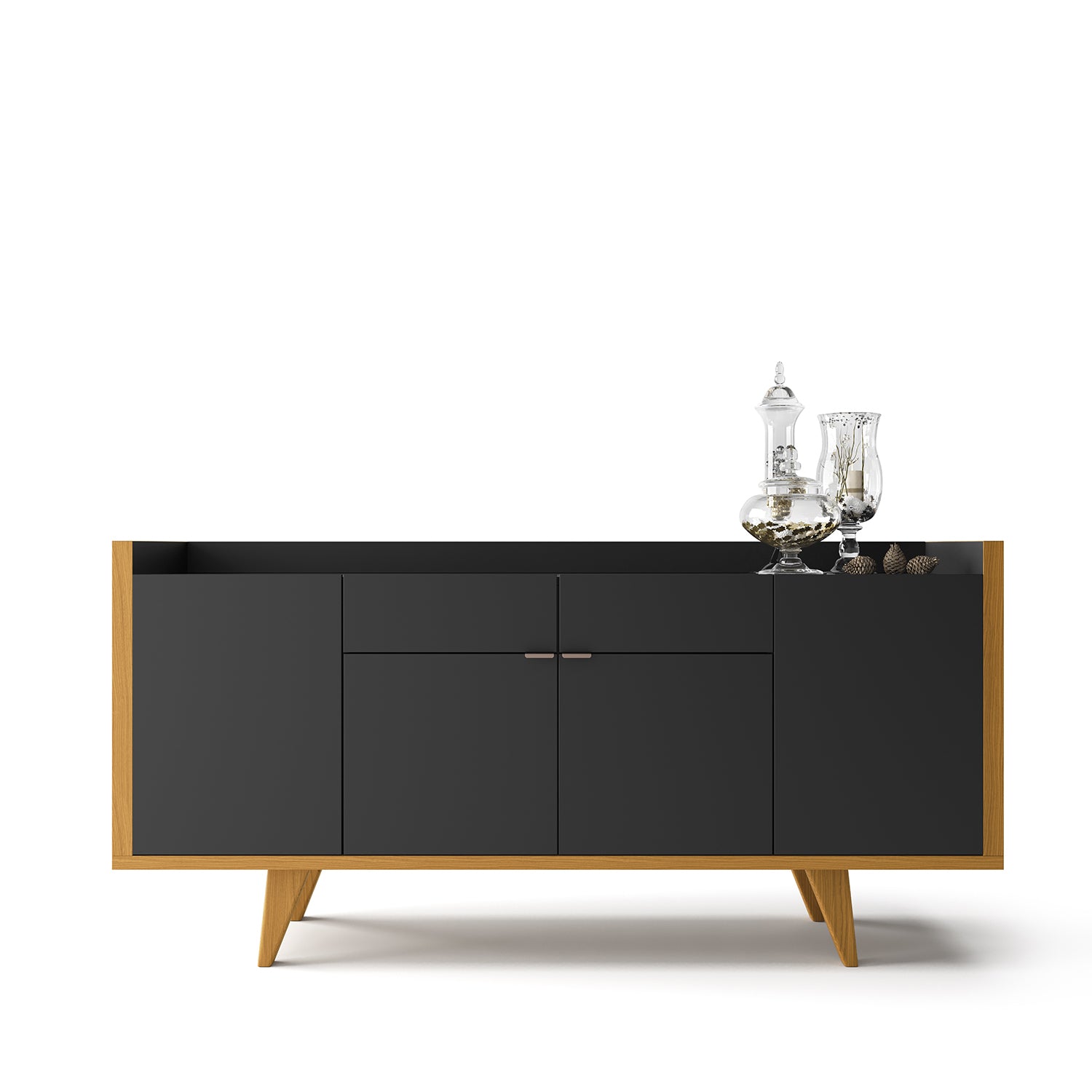 Bifé Pietro 160X79X40 Negro, Natural