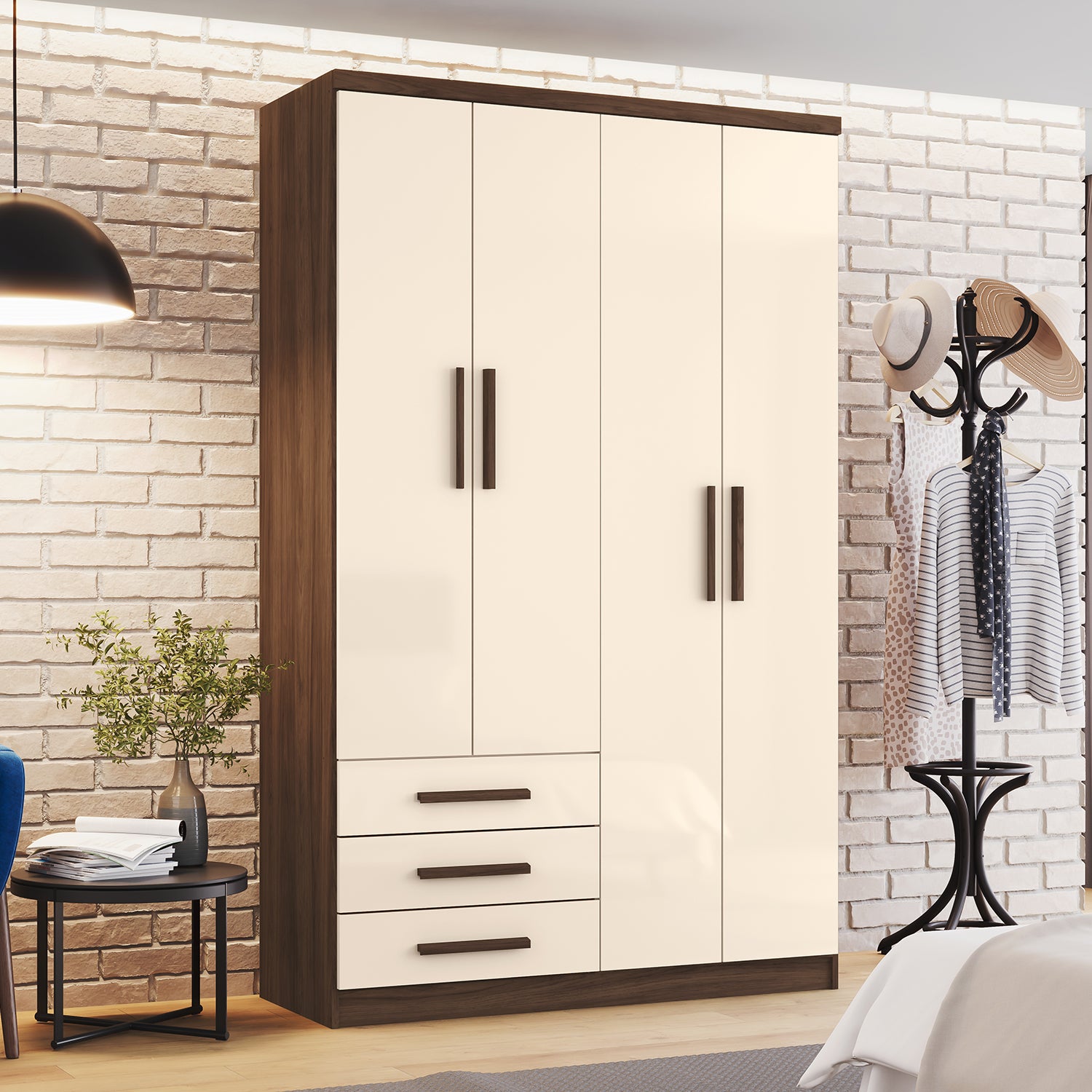 Closet Moratti 121X195X46 Natural, Off White