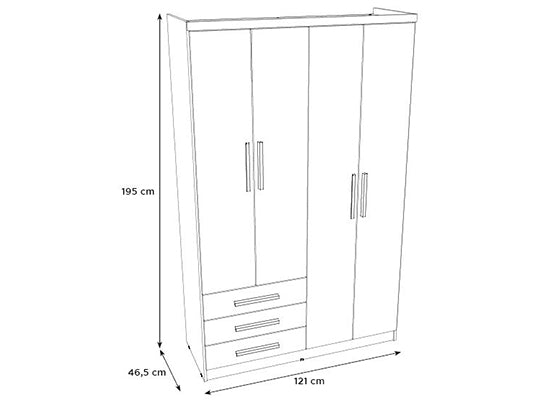 Closet Moratti 121X195X46 Natural, Off White
