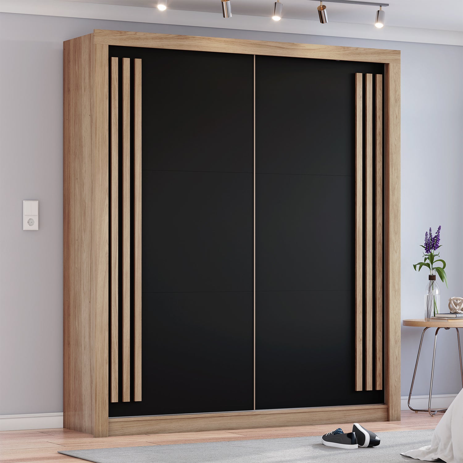 Closet Patric 180X200X52 Flex Natural, Negro