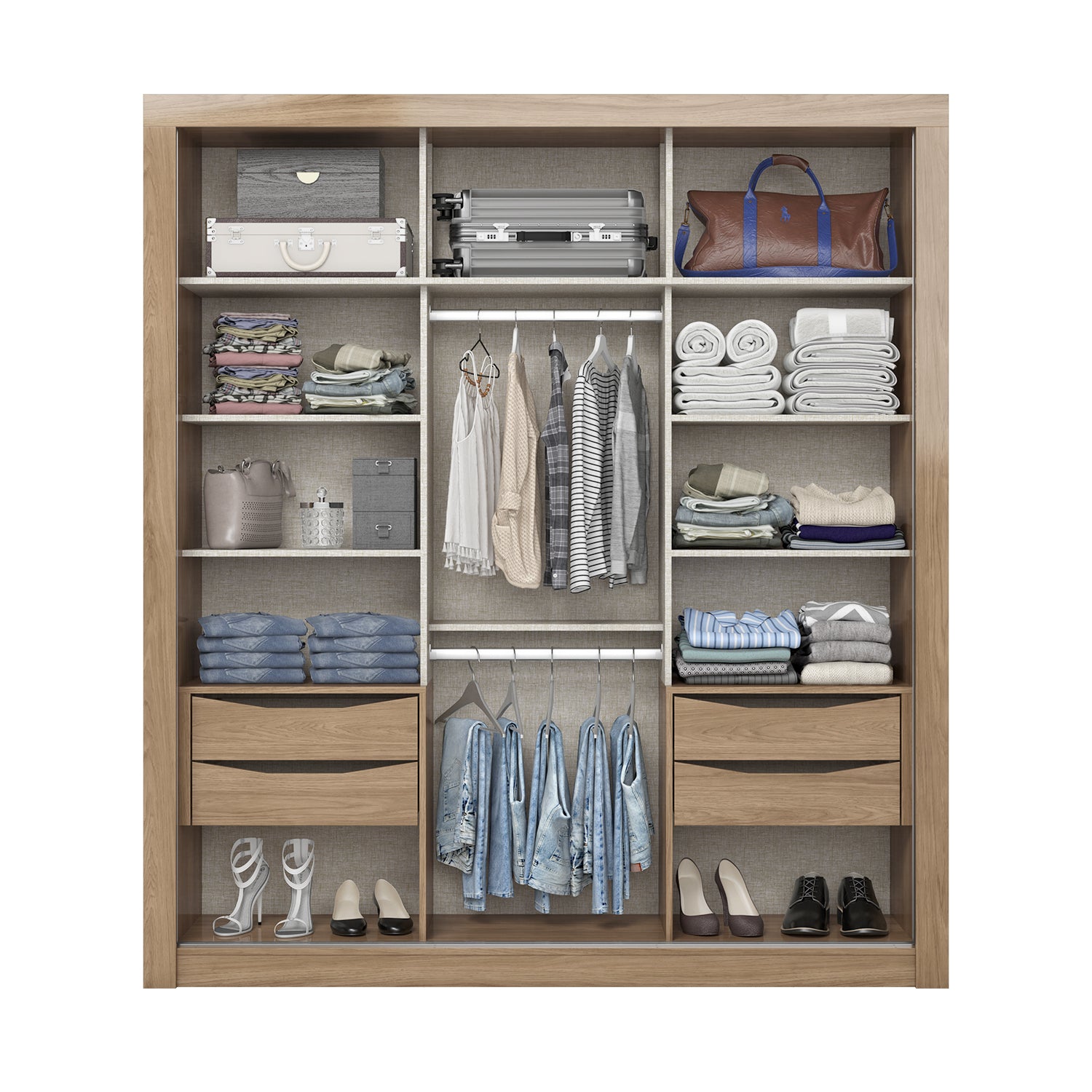 Closet Patric 180X200X52 Flex Natural, Negro