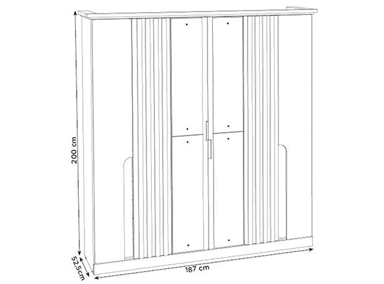 Closet Toby 187X200X52 Off White, Natural