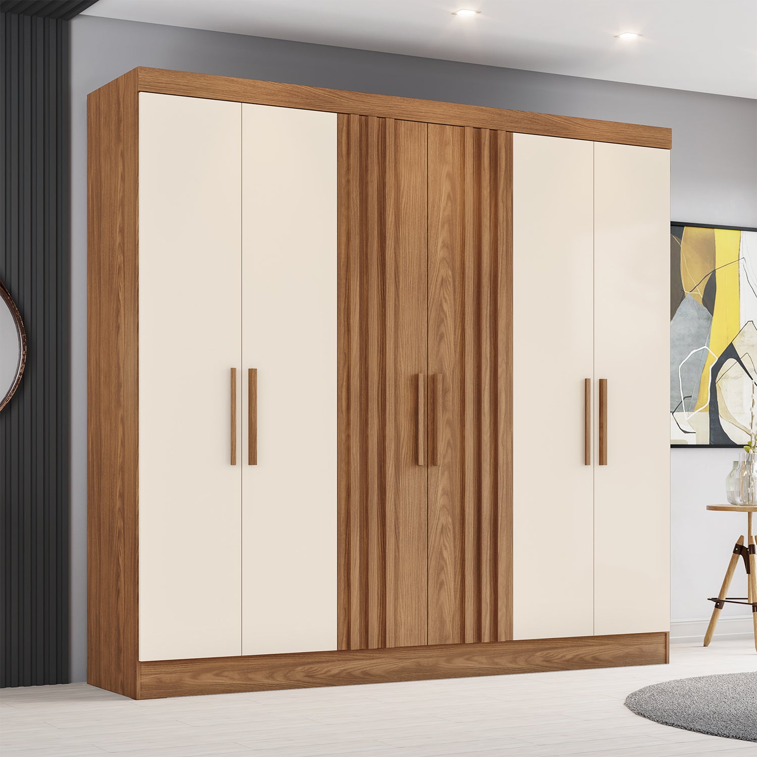 Ropero Otto 200X210X47 Natural, Off White