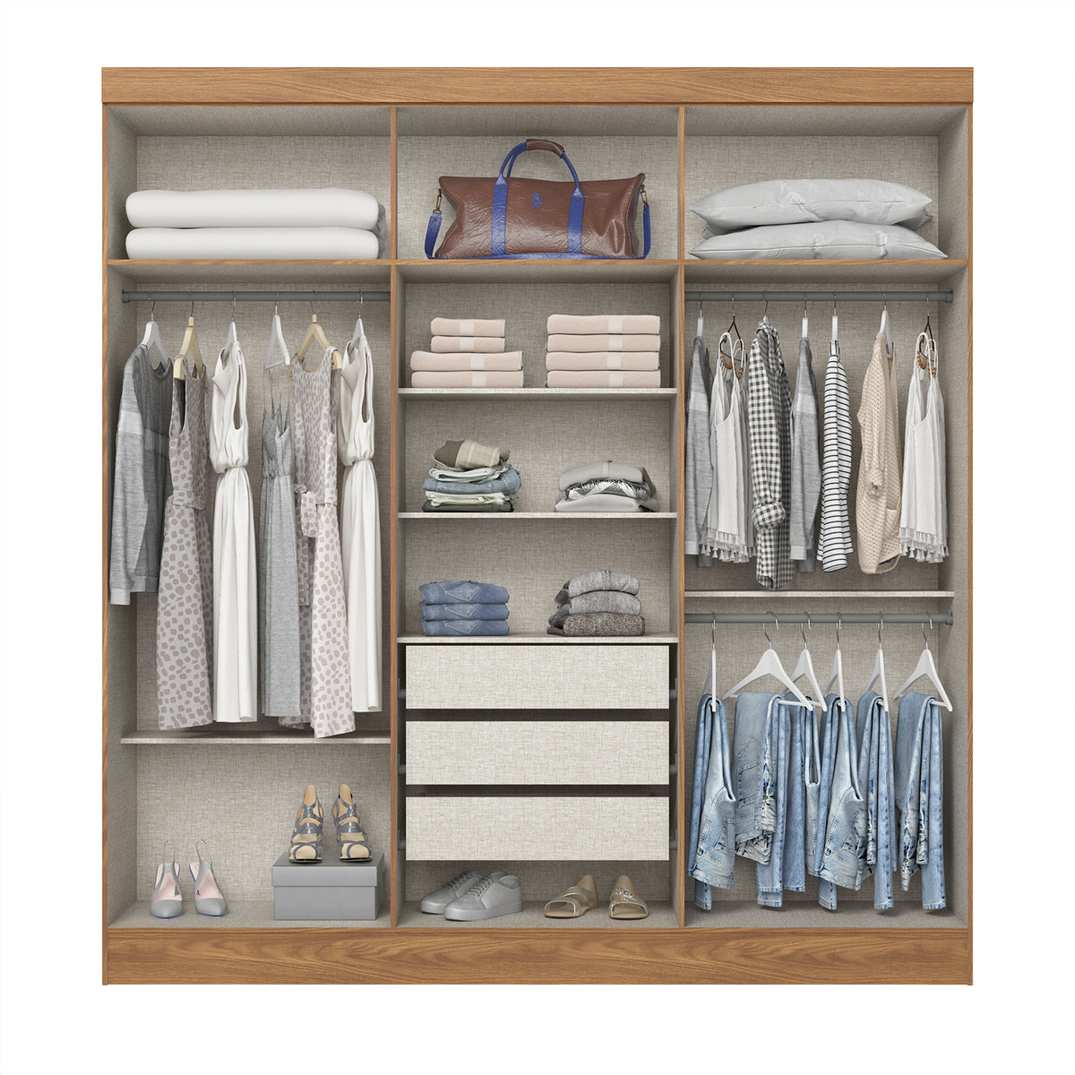 Ropero Otto 200X210X47 Natural, Off White