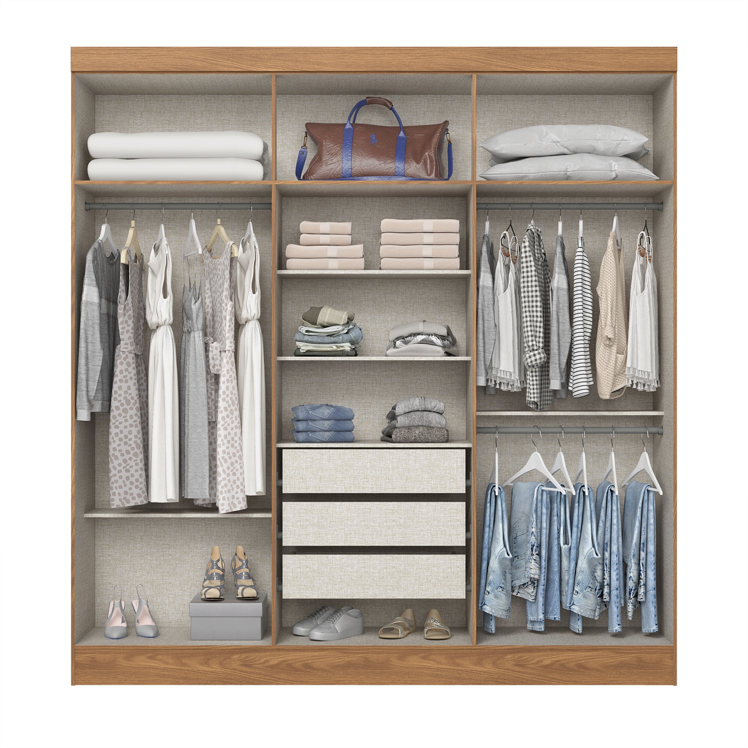 Ropero Otto 200X210X47 Natural, Off White