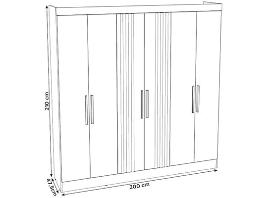 Ropero Otto 200X210X47 Natural, Off White
