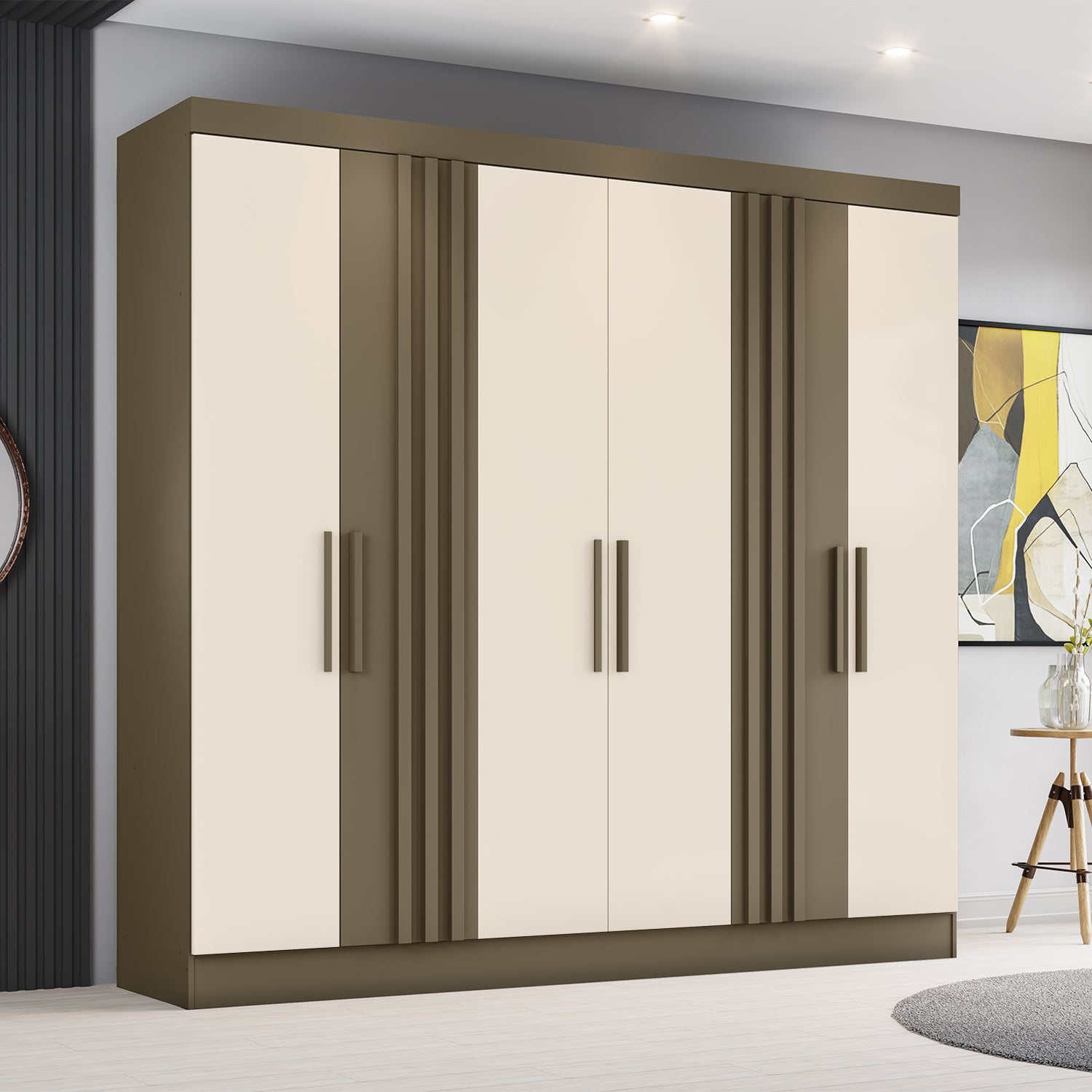 Closet Otto 200X210X47 Taupe, Off White