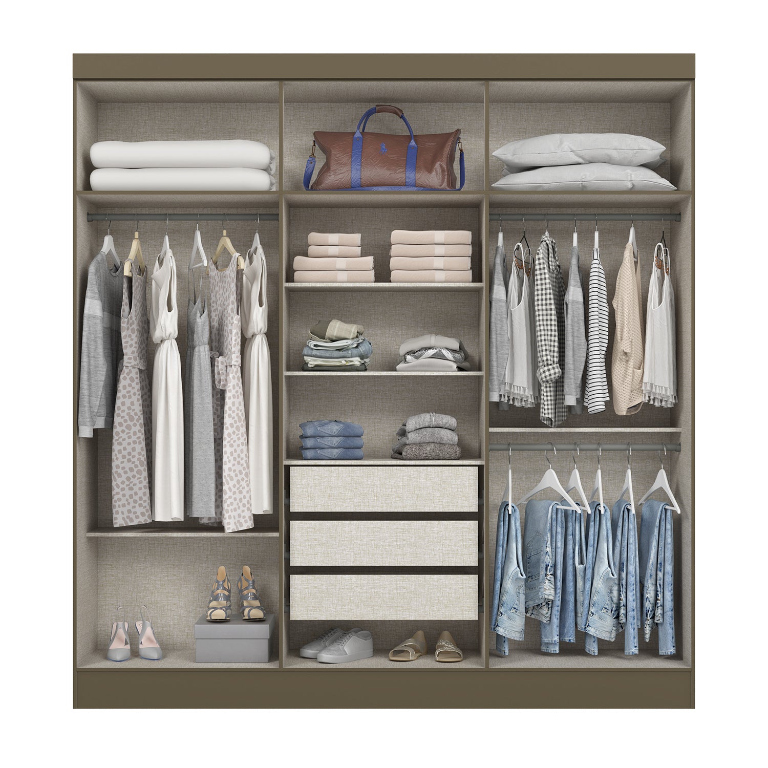 Closet Otto 200X210X47 Taupe, Off White