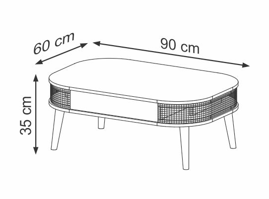 Mesa De Centro Dali 90X35X60 Natural, Tejido