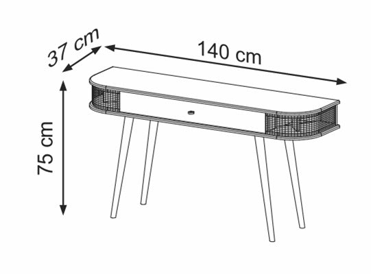 Consola Dali 140X75X37 Natural, Tejido