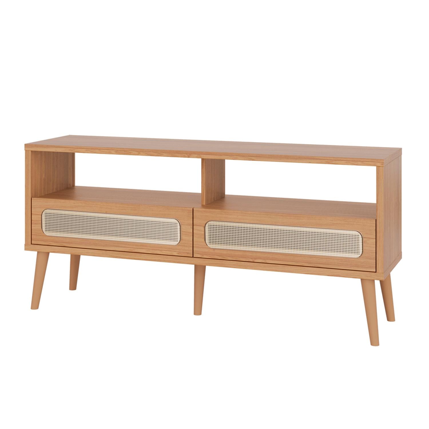 Mesa De Tv Dali 135X62X36 Natural, Tejido Premium