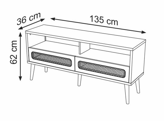 Mesa De Tv Dali 135X62X36 Natural, Tejido Premium