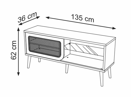 Mesa De Tv Dali 135X62X36 Natural, Tejido