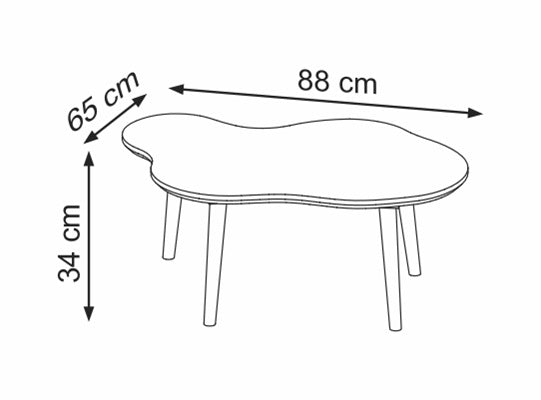 Mesa De Centro Liz 88X34X65 Off White, Natural