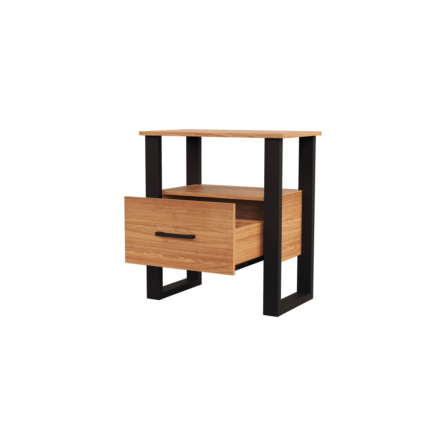 Mesa de Noche Cox 60X65X35 Natural, Negro
