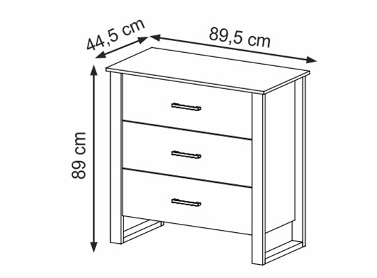 Comoda Cox 89.5X89X44.5 Natural, Negro