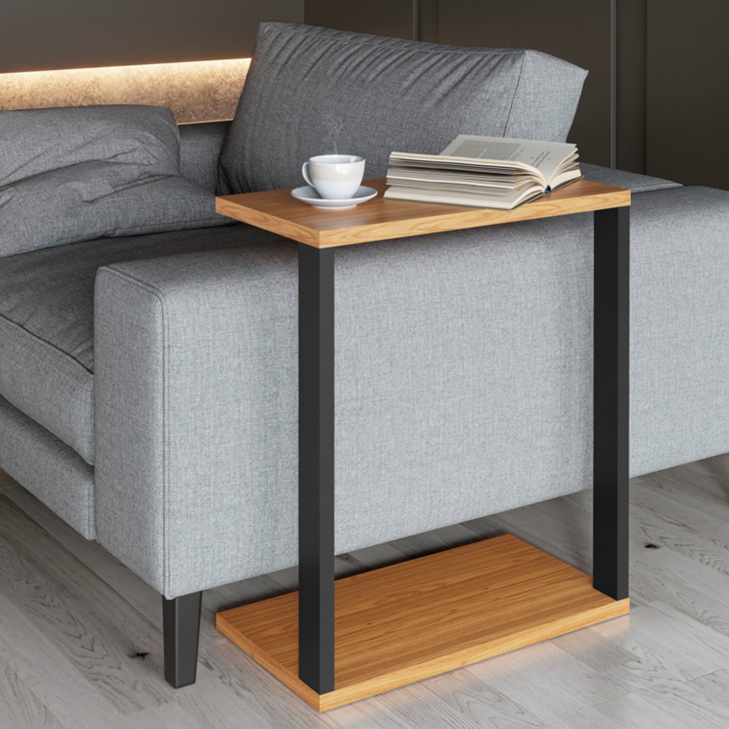 Mesa Auxiliar Cox 60X70X32 Natural, Negro