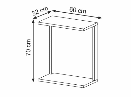 Mesa Auxiliar Cox 60X70X32 Natural, Negro