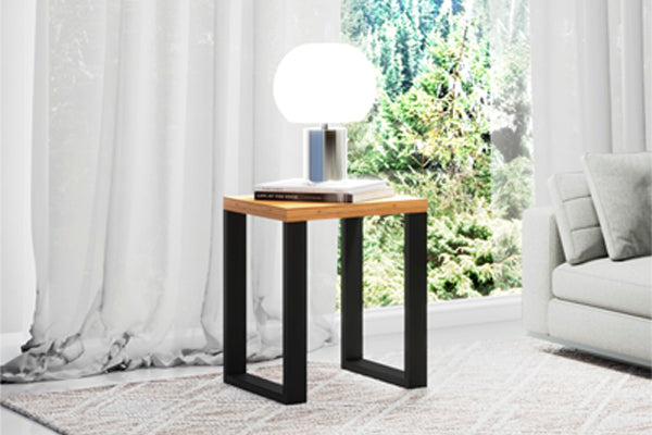 Mesa Auxiliar Cox 44X55X44 Natural, Negro