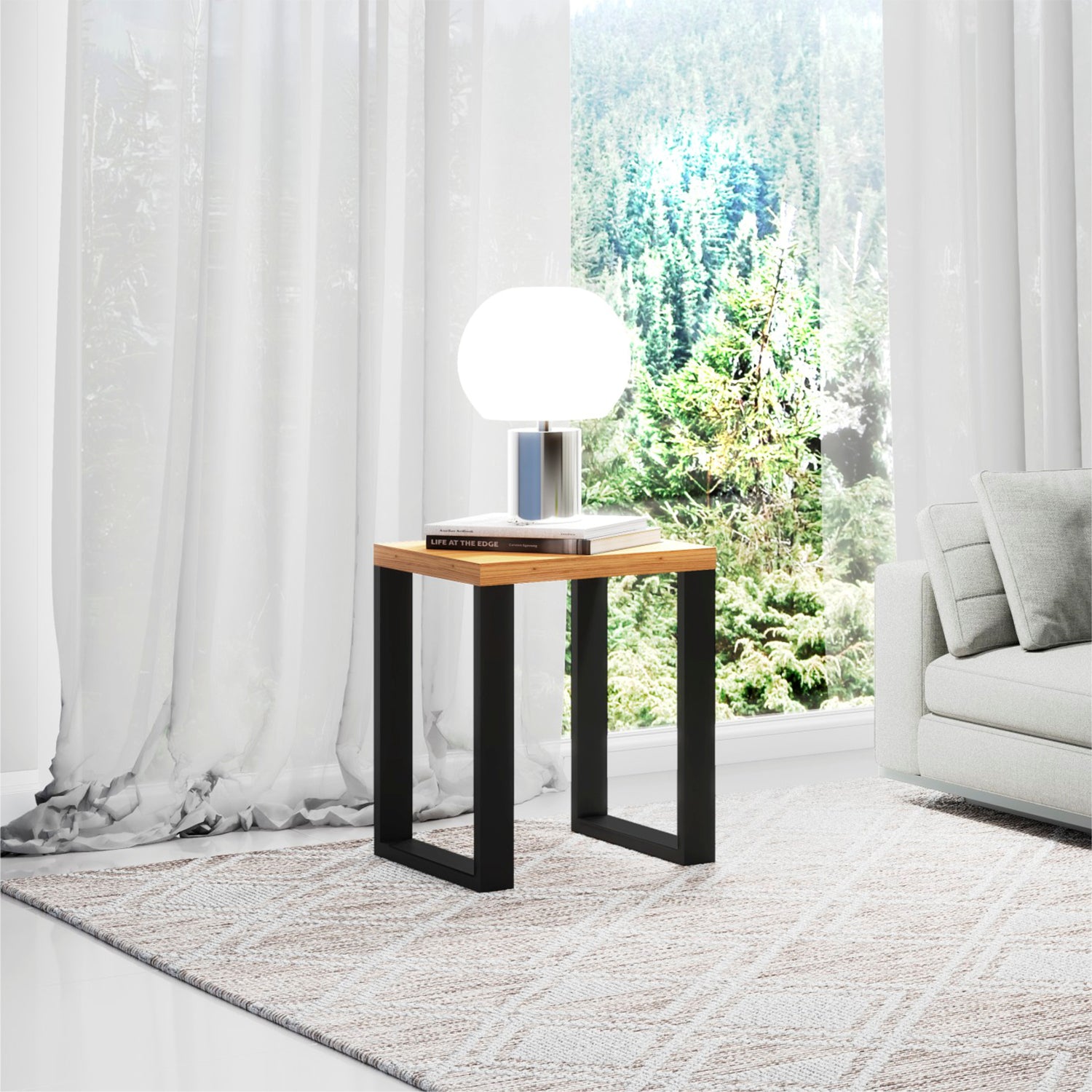 Mesa Auxiliar Cox 44X55X44 Natural, Negro