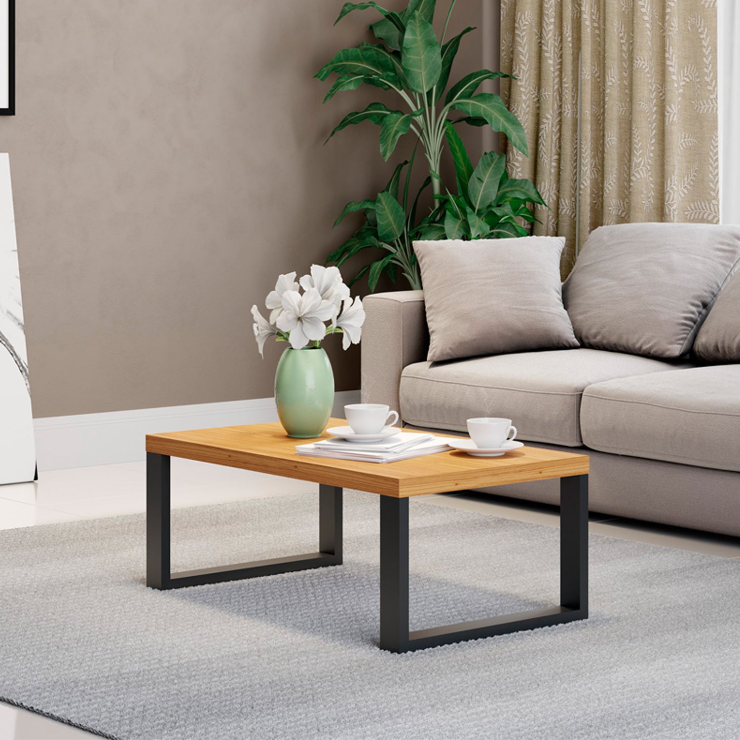 Mesa De Centro Cox 89.5X35X53 Natural, Negro