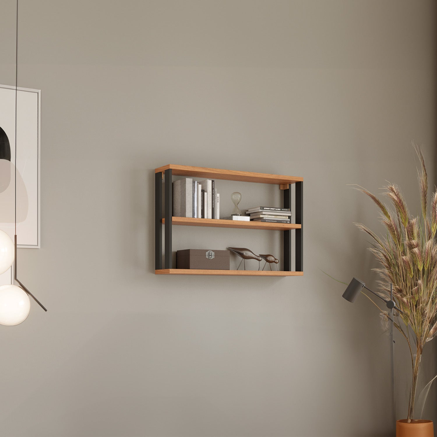 Repisa Cox 89X60X19 Natural, Negro