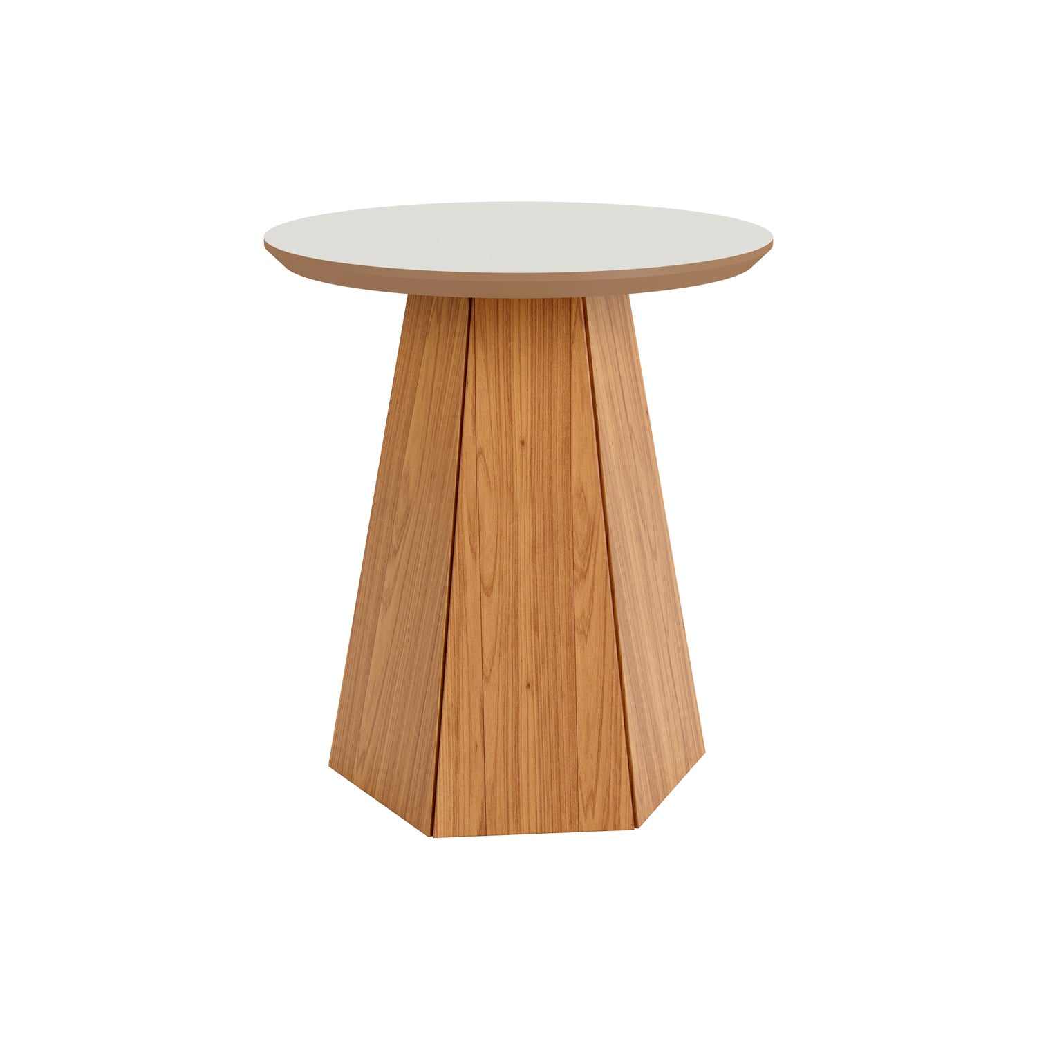 Mesa Auxiliar Madeira 50X55 Cm Off White, Natural