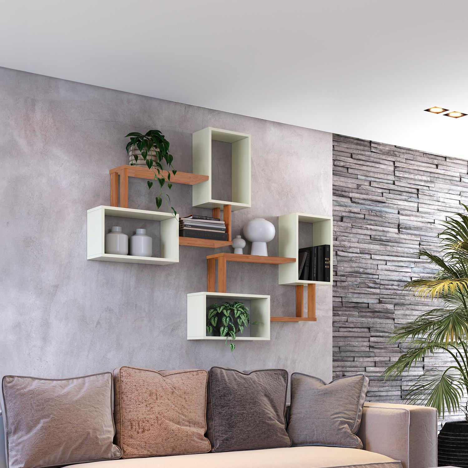 Repisa Cox 81X73X19 Natural, Off White