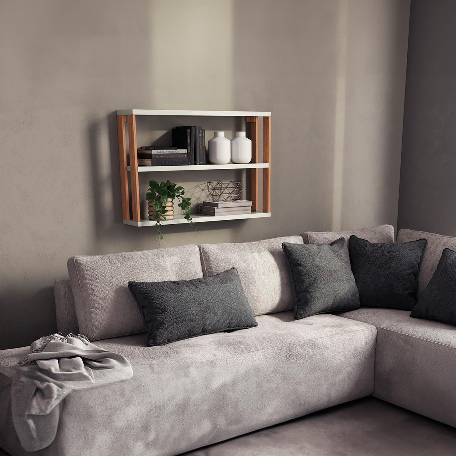 Repisa Cox 89X60X19 Natural, Off White