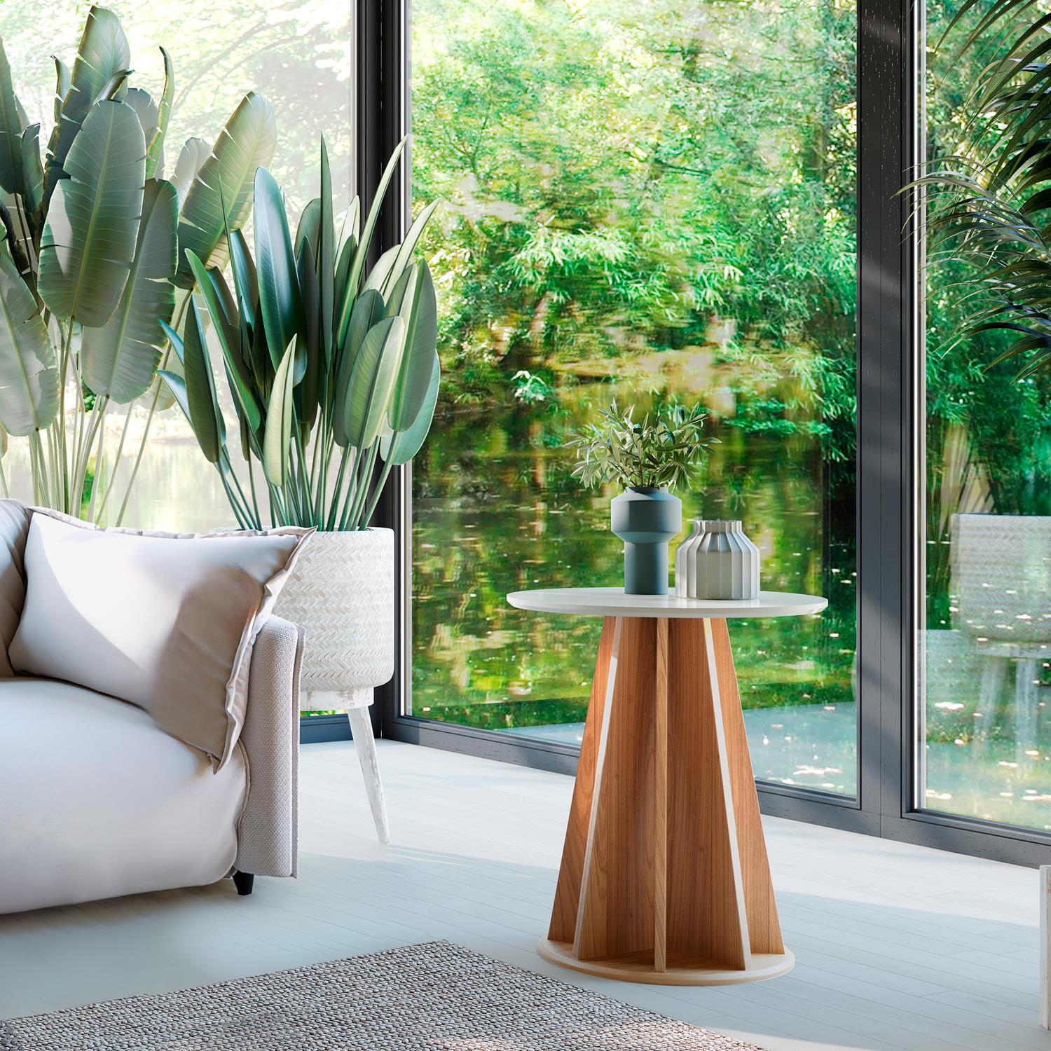 Mesa Auxiliar Iris 50X58 Natural, Off White