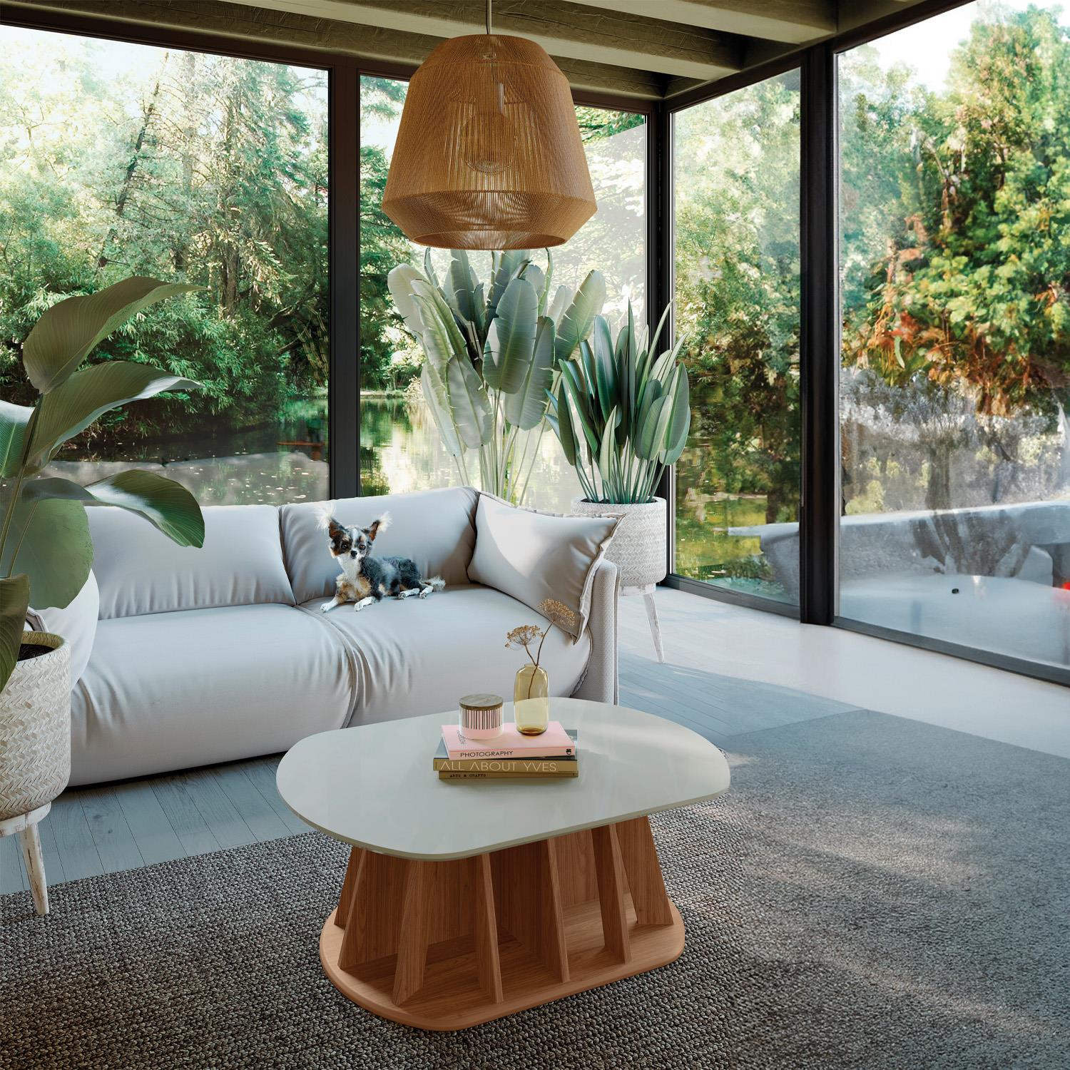 Mesa De Centro Iris 90X35X70 Natural, Off White