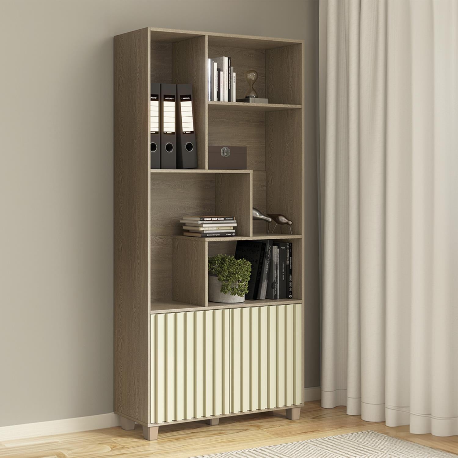 Biblioteca Trevi 94X192X30 Natural, Off White