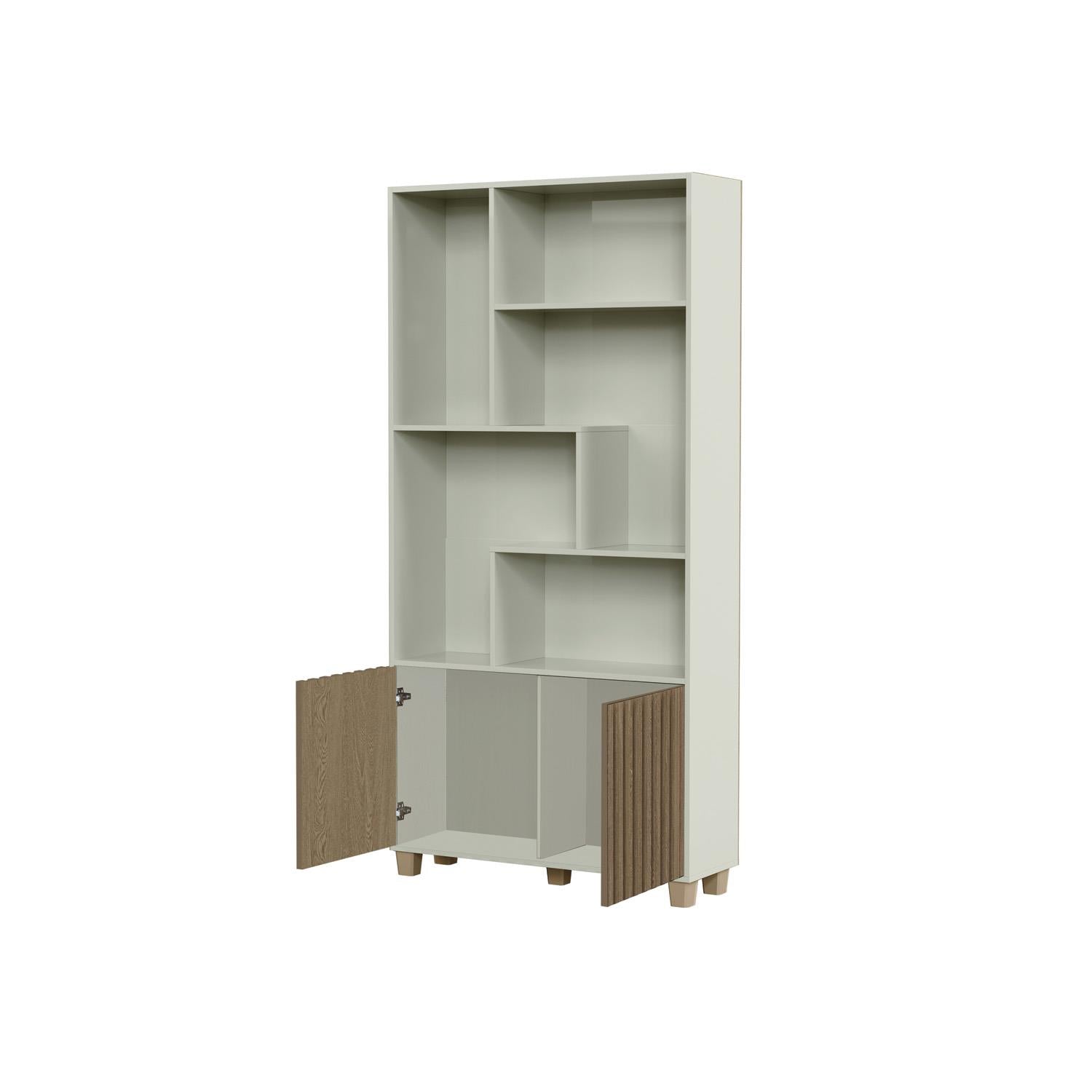 Biblioteca Trevi 94X192X30 Off White, Natural