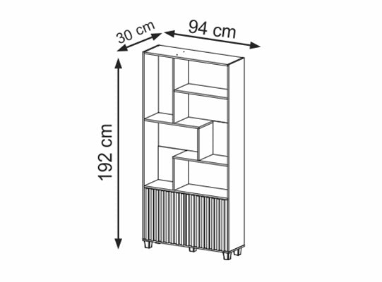Biblioteca Trevi 94X192X30 Off White, Natural